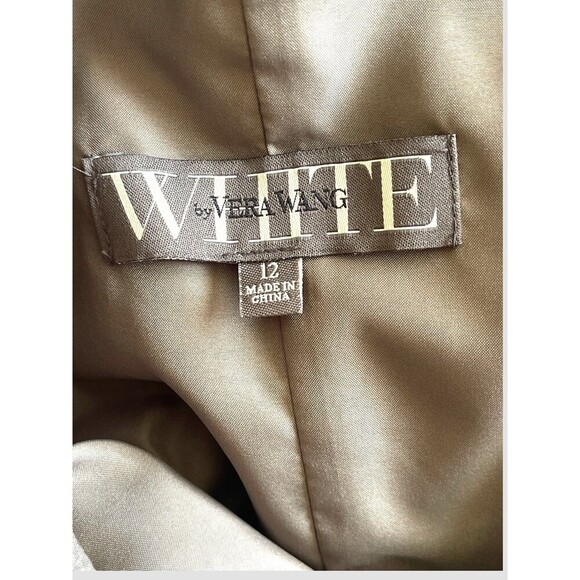 WHITE By VERA WANG Sheath Dress Gray Cocktail Bridesmaid Ruched Bow Zip Size 12 - Picture 7 of 8